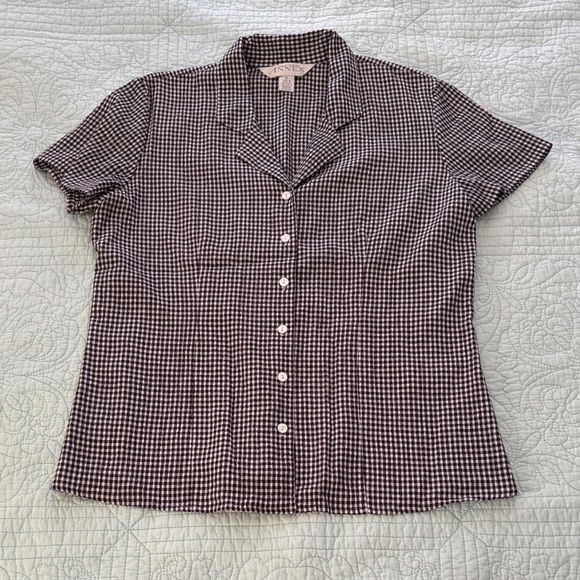Casual Corner Tops - Casual Corner Black and White Gingham Button Down Shirt